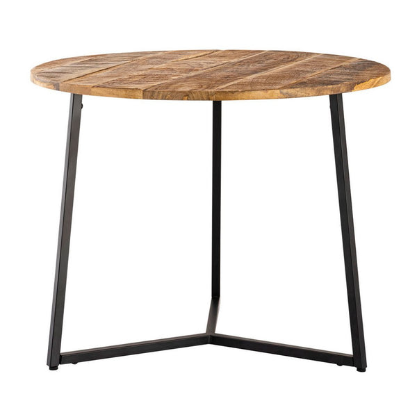 Salontafel rond massief hout diameter 56cm. Salontafel, bijzettafel La Palma met metalen frame in zwart