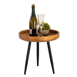 Bijzettafel hout rond diameter van 40 of 50cm. Salontafel woonkamertafel Vancouver metalen poten mat zwart